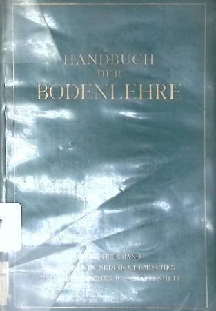 Cover HANDBUCH DER BODENLEHRE DER BODEN IN SEINER CHEMISCHEN UND BIOLOGISCHEN BESCHAFFEMHEIT