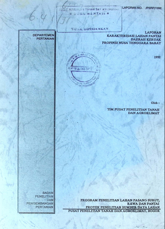 Cover LAPORAN KAARAKTERISASI LAHAN PANTAI DAERAH KERUAK NTT