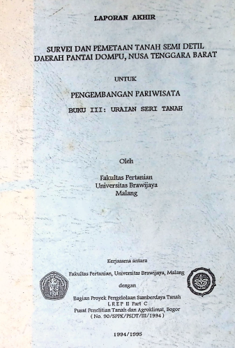 Cover LAPORAN AKHIR SURVEI DAN PEMETAAN TANAH DAERAH PANTAI DOMPU, NTB