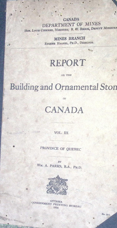 Cover REPORT ON THE BUILDING AND OMAMENTAL STONES PF CANADA