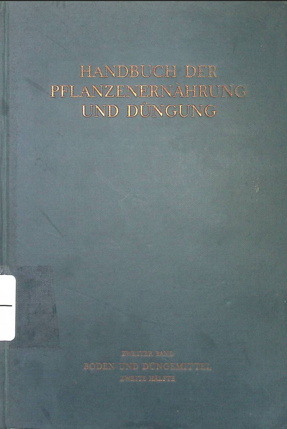 Cover Handbuch Der Pflanzenernahrung Und Dungung