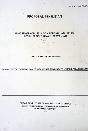 Cover PENELITAN ANALISIS DAN PERAMALAM IKLIM UNTUK PERENCANAAN PERTANIAN