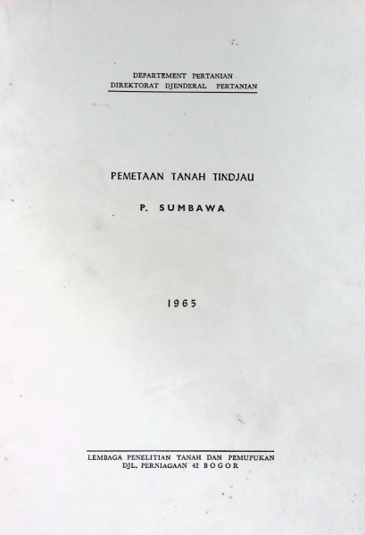 Cover PEMETAAN TANAH TINJAU P. SUMBAWA 1965