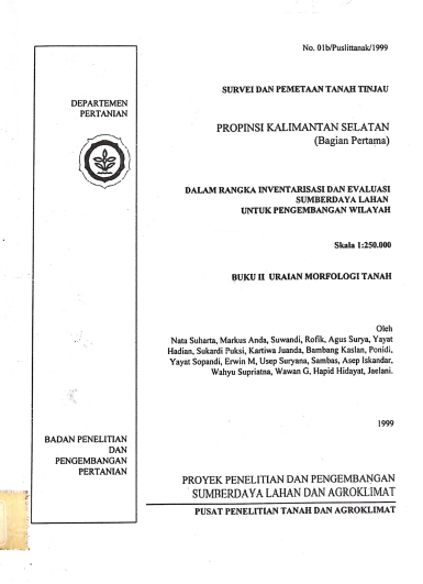 Cover SURVEI DAN PEMETAAN TANAH TINJAU PROPINSI KALIMANTAN SELATAN (Bagian pertama)