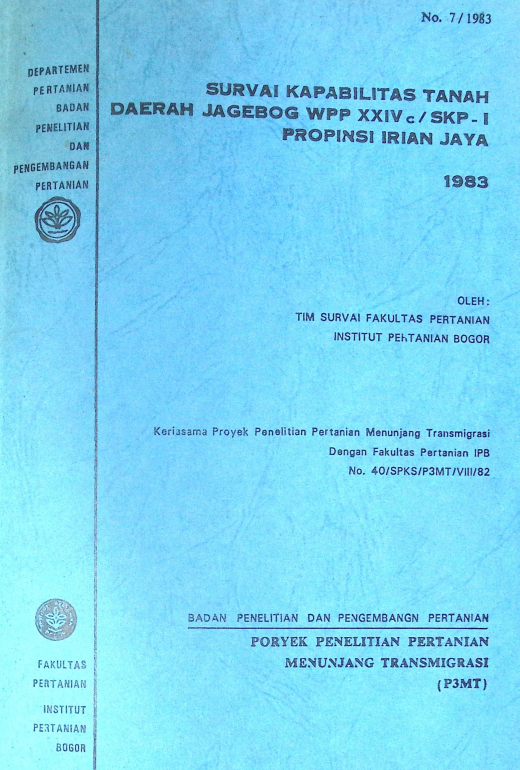 Cover SURVEI KT DAERAH JAGEBOG IRIAN JAYA TIM SURVEI FAKULTS PERTANIAN INSTITUT PERTANIAN BOGOR