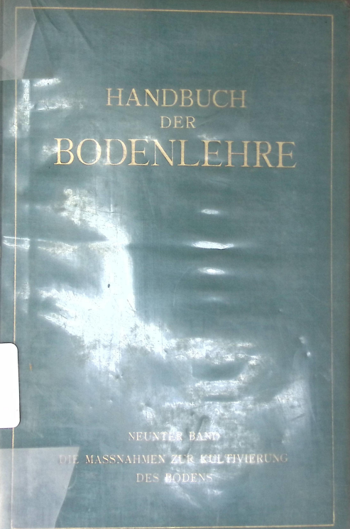 Cover HANDBUCH DER BODENLEHRE 1931