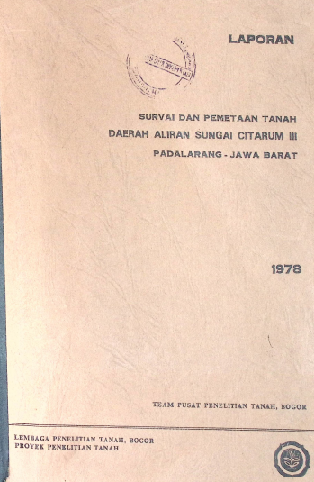 Cover LAPORAN SURVAI DAN PEMETAAN TANAH DAERAH ALIRAN SUNGAI CITARUM III PANDALARANG JAWA BARAT