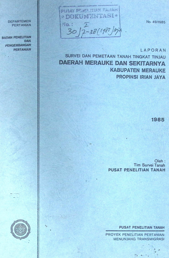 Cover SURVEI DAN PTTT DAERAH MARAUKE DAN SEKITARNYA KAB. MARAUKE PROVINSI IRIAN JAYA