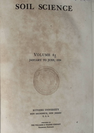 Cover SOIL SCIENCE VOLUME 91 1956