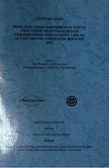 Cover PENELITIAN TANAH DAN PDPSI DISEND PENGEMBANGAN DAERAH RAWA KAB. MARAOKE