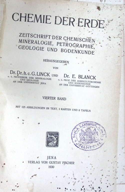 Cover CHEMIE DER ERDE 1930