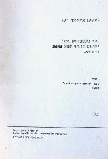 Cover SURVAI DAN PEMETAAN TANAH CIBINONG JAWA BARAT 1