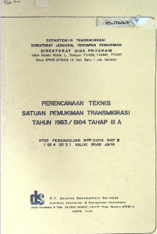 Cover PERENCANAAN TEKNIS SATUAN PEMUKIMAN TRANSMIGRASI TH 1983 1984 TAHAP III A