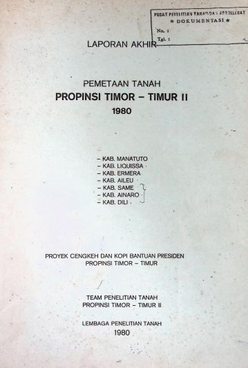 Cover PEMETAAN TANAH PROVINSI TIMOR-TIMUR II 1980