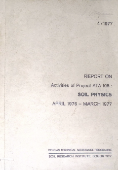 Cover REPORT ON ACTIVITIES OF PROJECT ATA 105 SOIL PHYSICS APRIL 1976-MARCH 1977