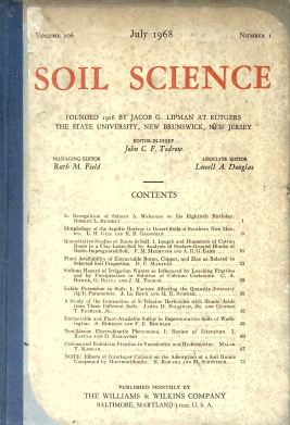 Cover SOIL SCIENCE VOLUME 106 1968