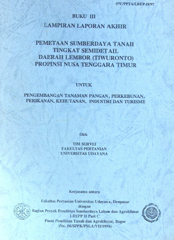 Cover PEMETAAN SUMBER DAYA TANAH TINGKAT SEMI DETAIL DAERAH LEMBOR (TIWURONTO) PROV.NTT