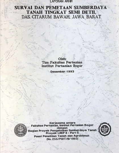Cover SURVAI DAN PEMETAAN SUMBER DAYA TANAH TINGKAT SEMI DETAIL DAS CITARUM BAWAH JAWA BARAT