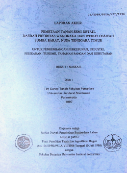 Cover LAPORAN AKHIR PTS DAERAH PRIORITAS WANOKAKA DAN WEIKELOSAWAH SUMBA BARAT, NTT
